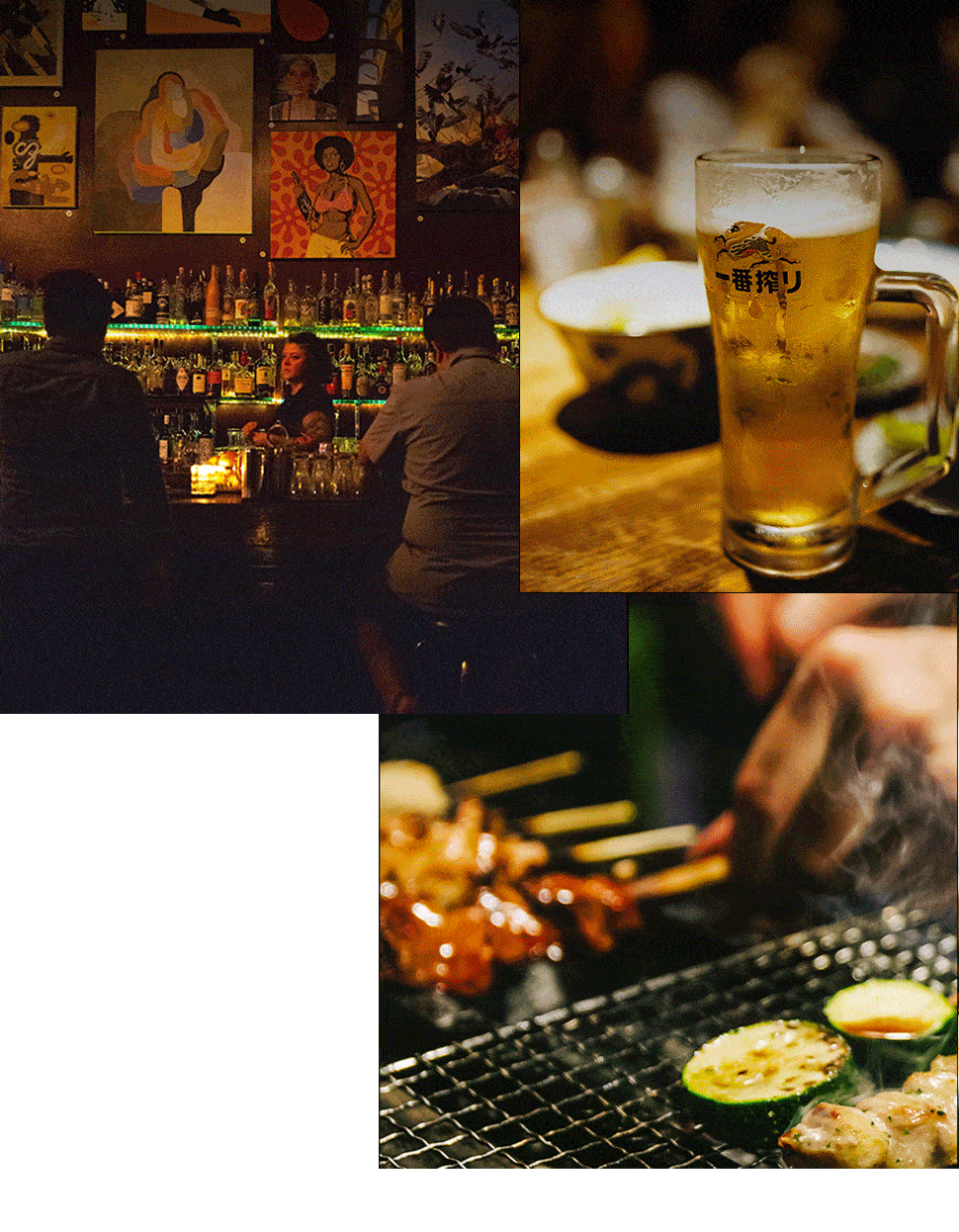 Mobile animation of Japanese food, drinks, and restaurant details