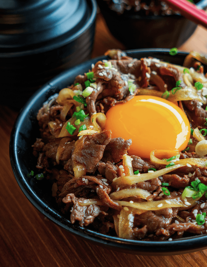 Japanese beef and noodle dish with egg