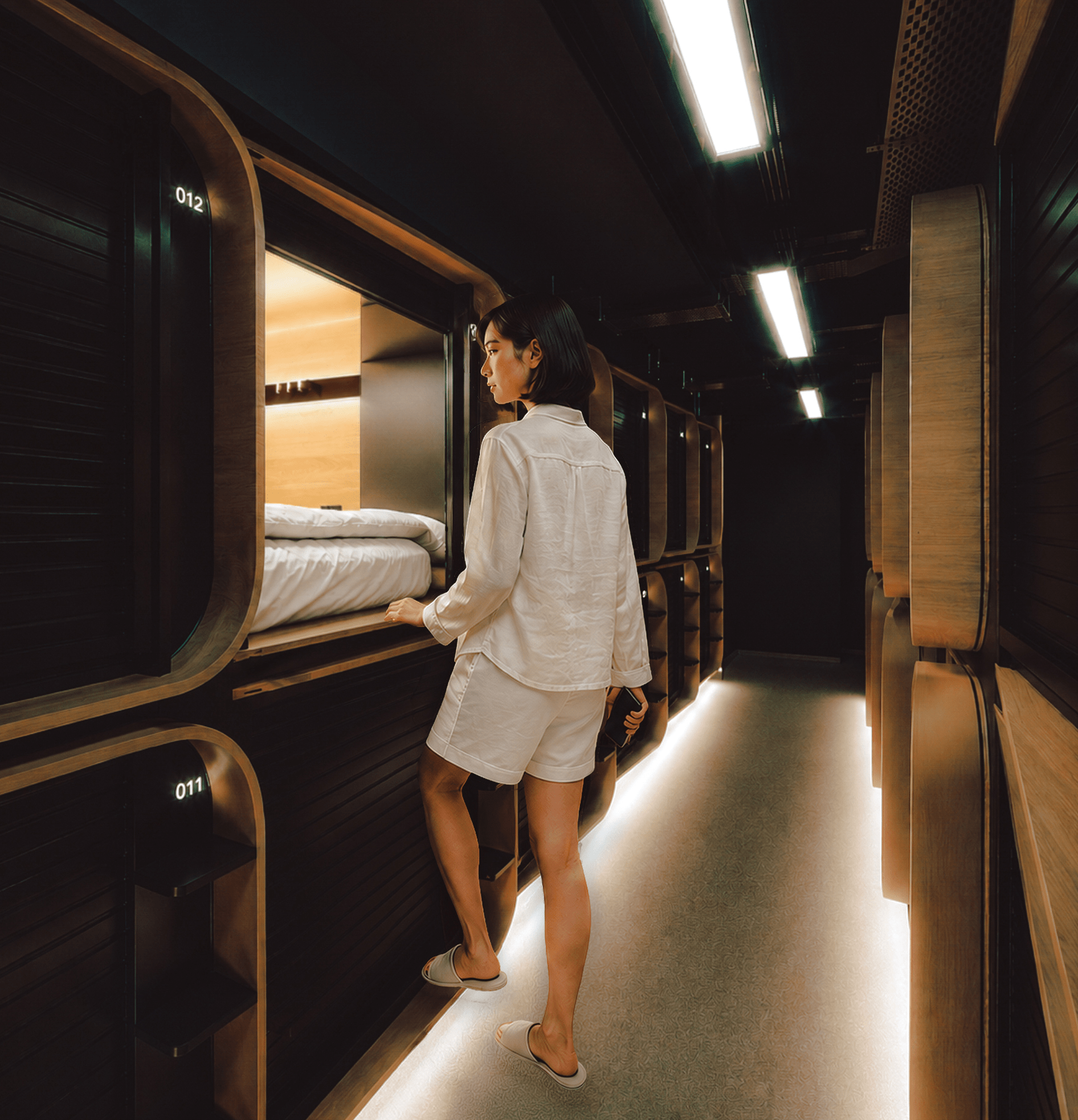Modern Capsule Hotel Rooms