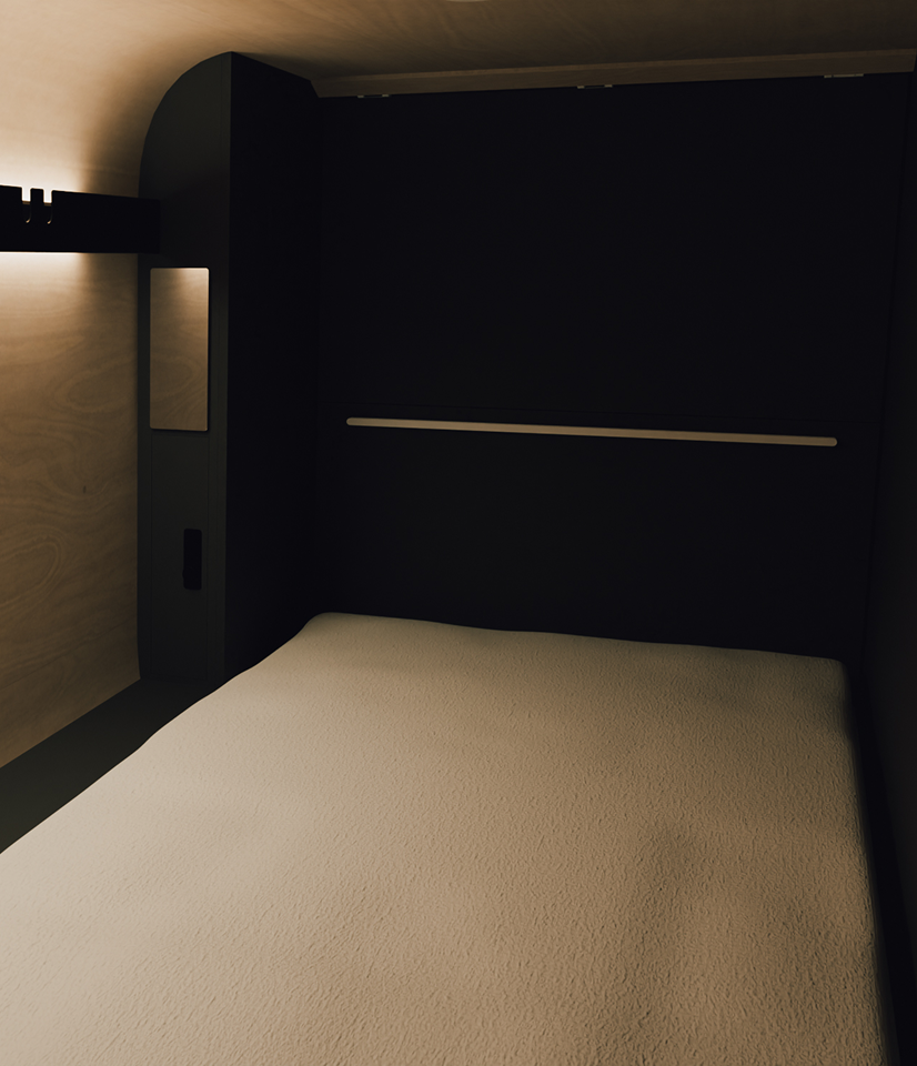 Peaceful Capsule Hotel Room